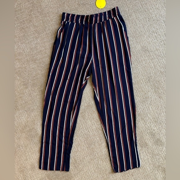 Forever 21 Pants Navy/Orange/White Stripe Women's Size Small - Picture 2 of 9